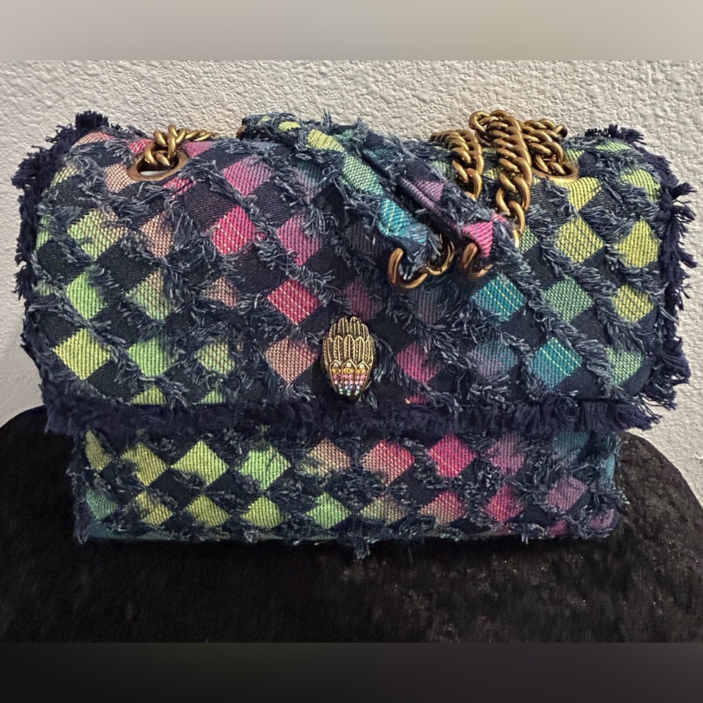 Kurt Geiger Multicolor Tweed Shoulder Bag with Gold Chain - NEW - Picture 4 of 8